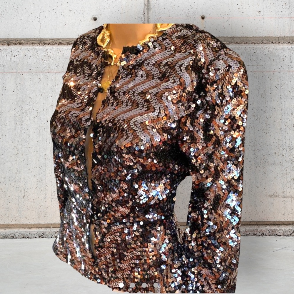 Vintage Ann Green sequin peplum jacket - Picture 6 of 8